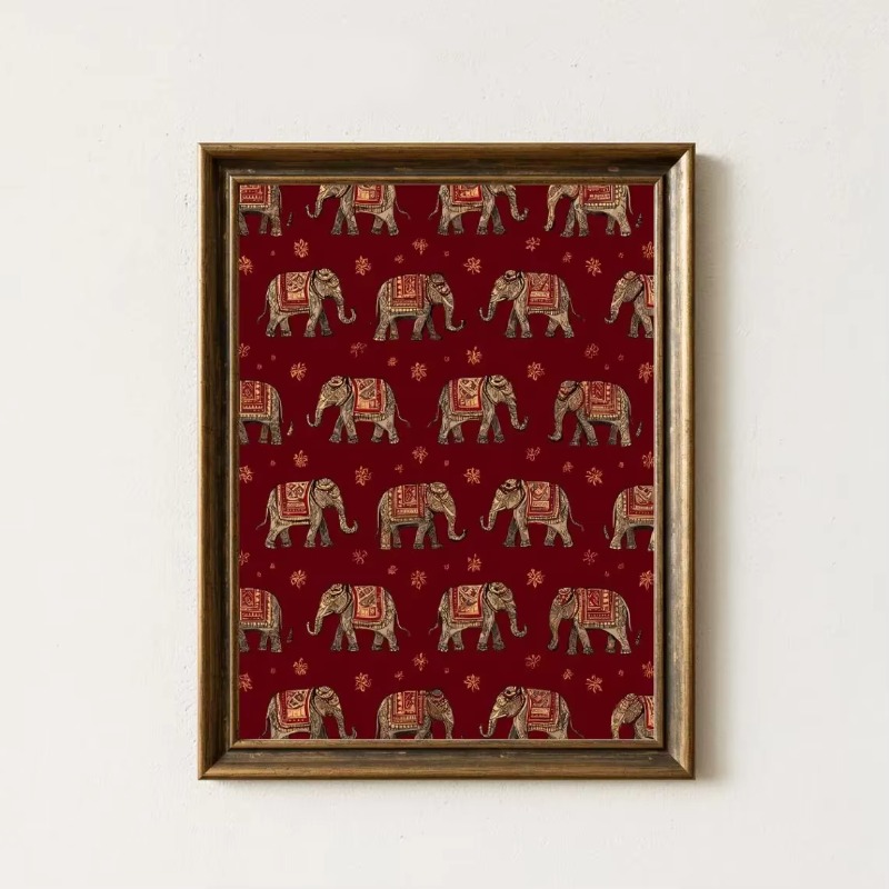Interior Design Studio - Impresión con Patrón de Elefante Indio,