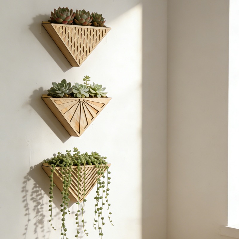 Geometric Shelf Triangle - Estante flotante triangular de madera clara