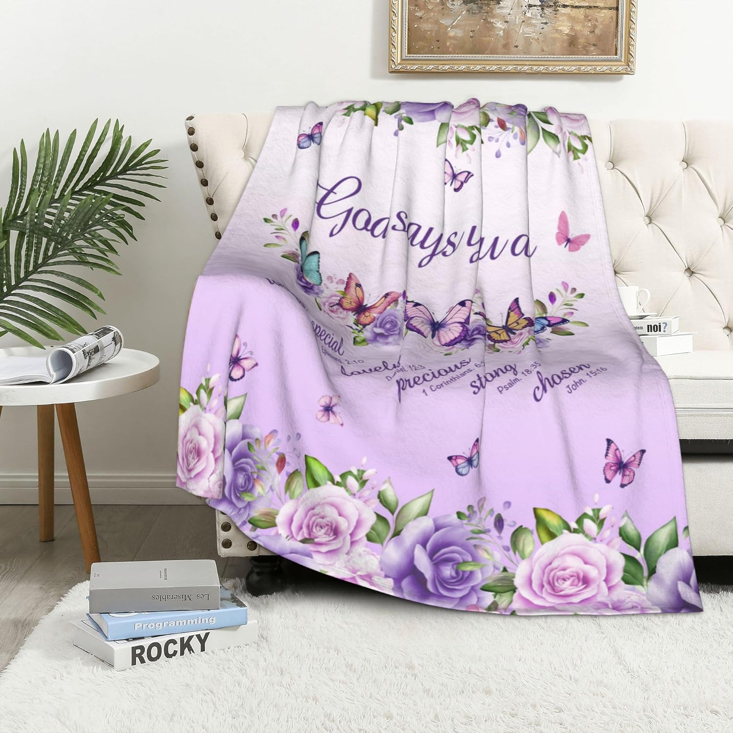 Manta polar con frase de fe y  - Interior Design Warm reseña y precio