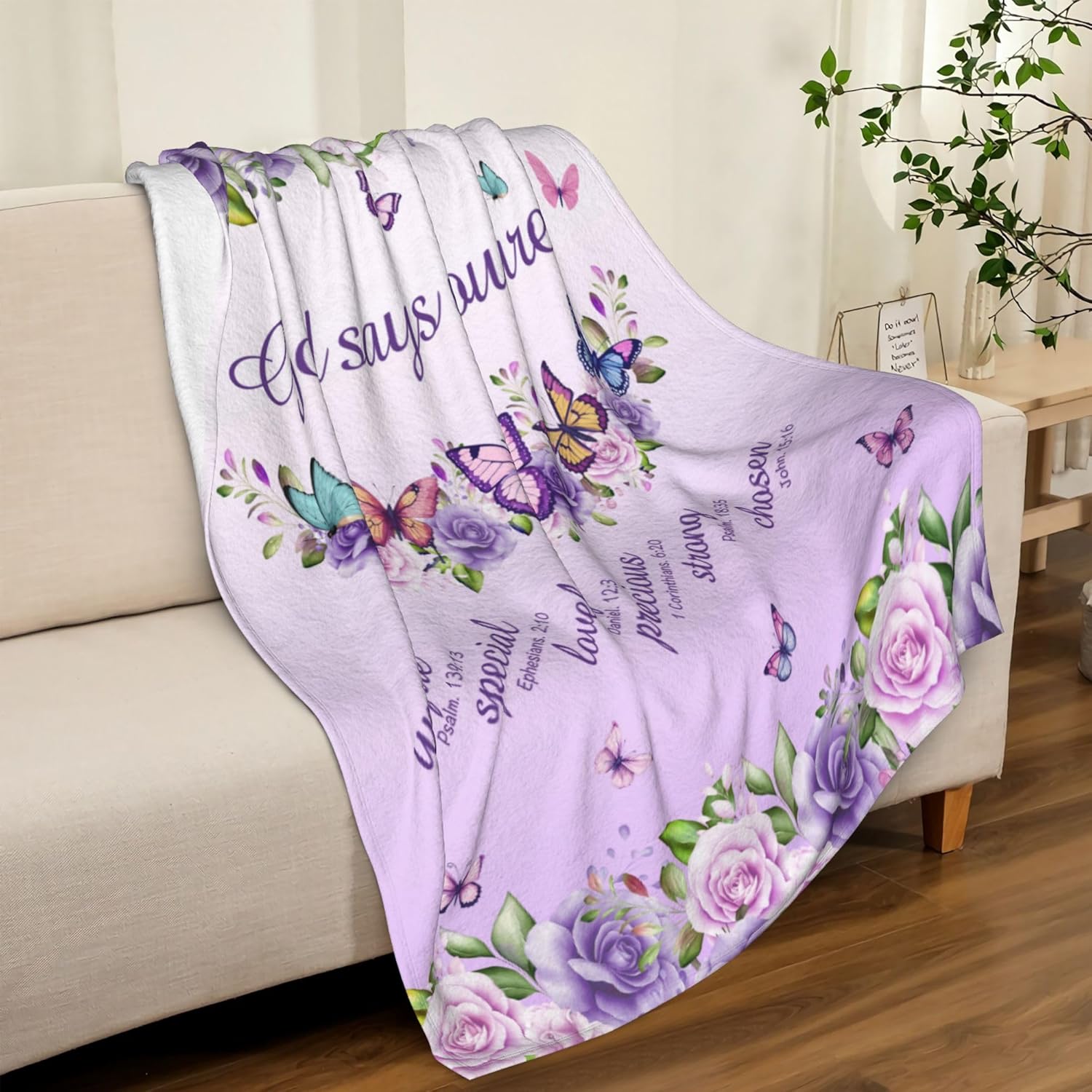 Manta polar con frase de fe y  - Interior Design Warm reseña y precio